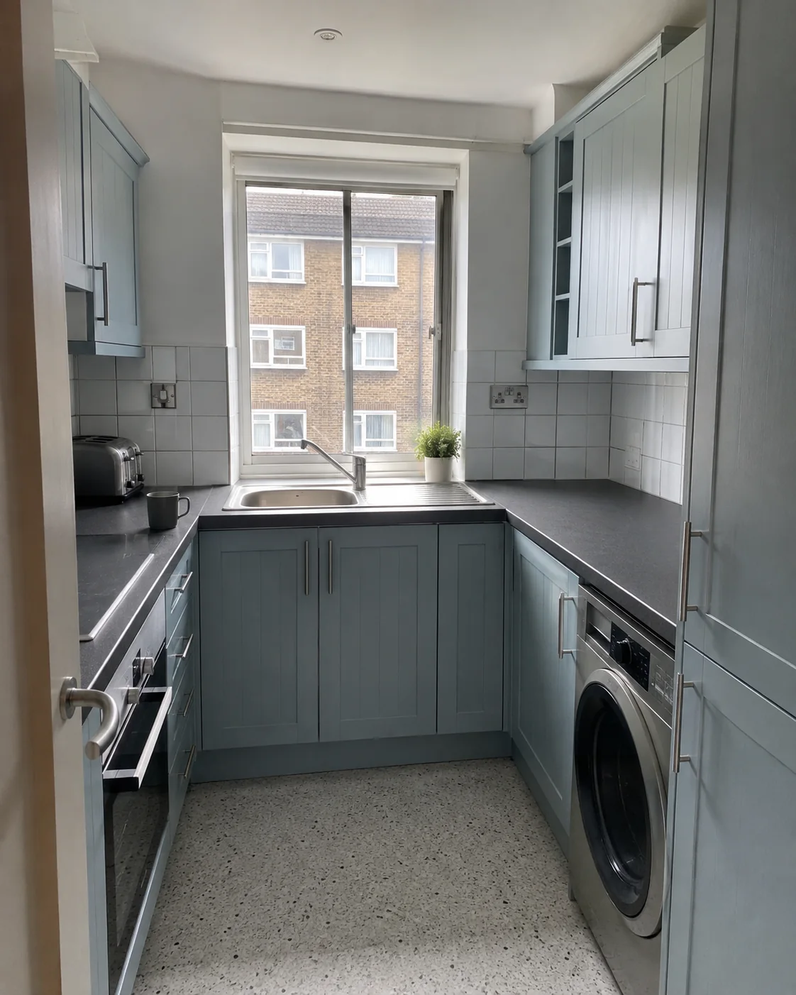Duck egg blue compact kitchen respray