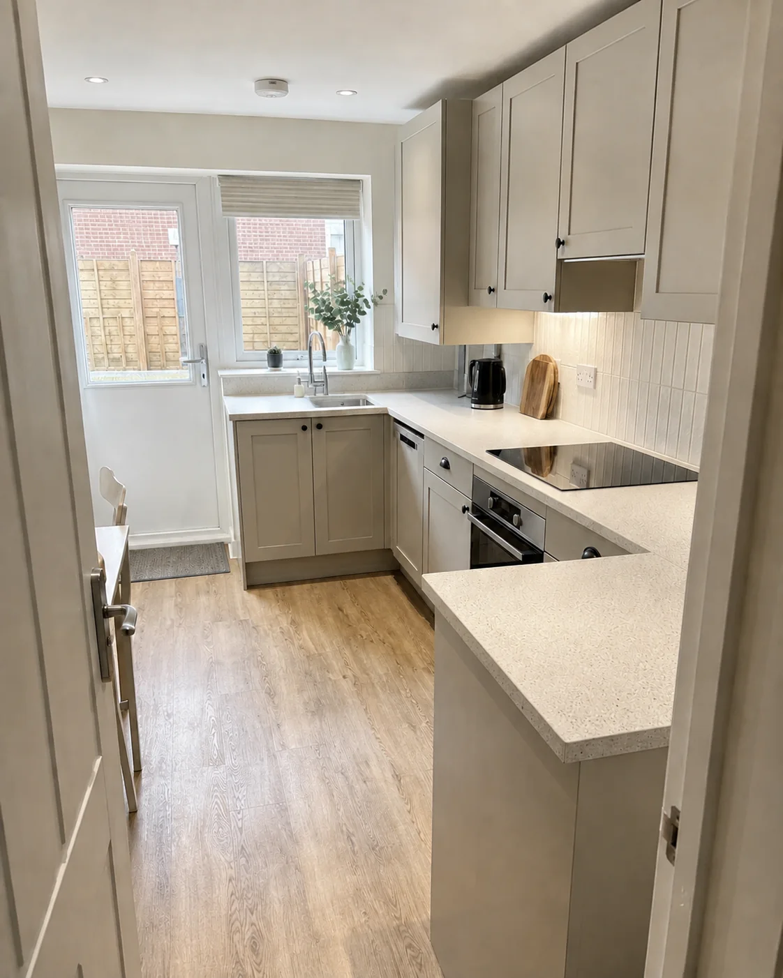 Putty coloured compact kitchen respray
